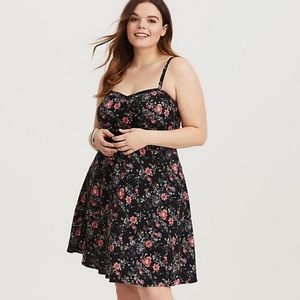 TORRID BLACK FLORAL CHALLIS MINI DRESS